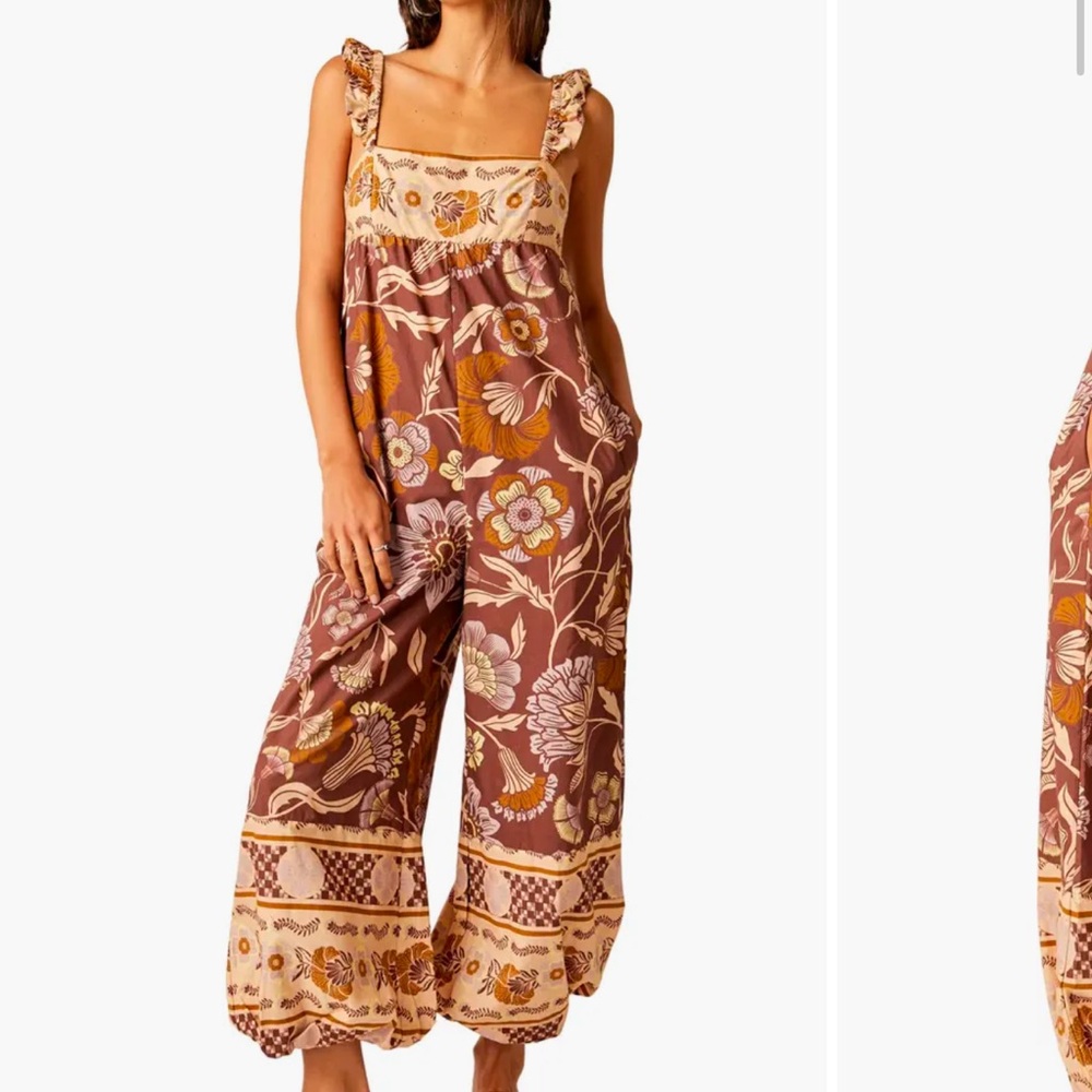 Free People Floral Brown Jumpsuit